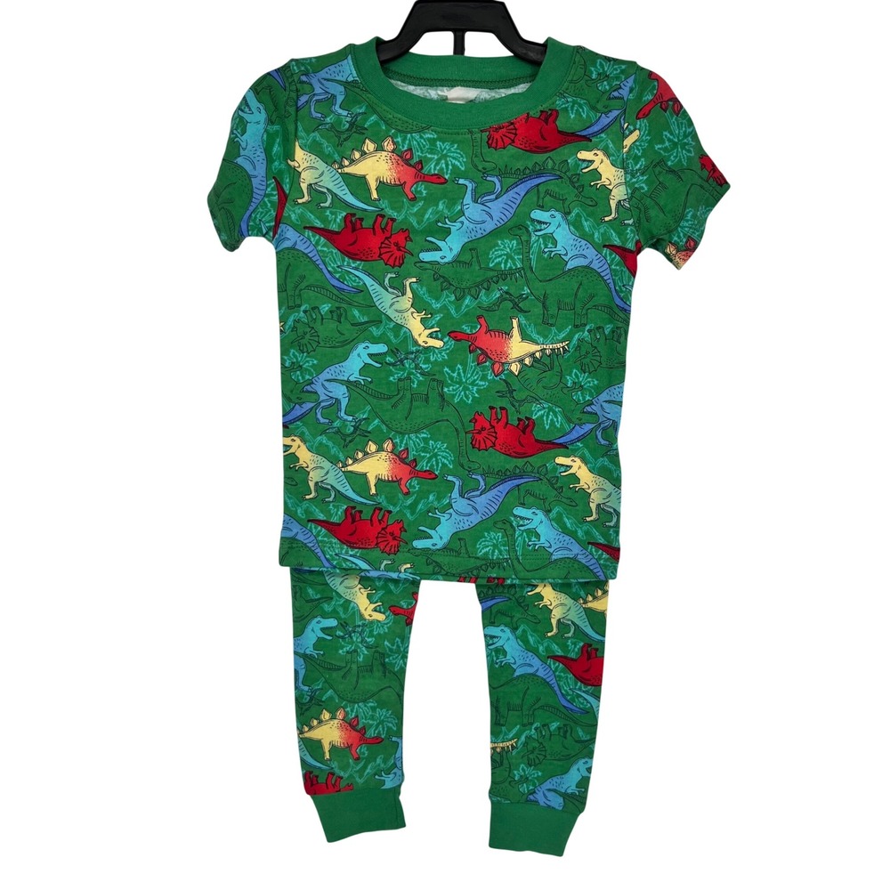 Green Dinosaur Pajama Set Boys 3T Colorful Snug Fit 2pc PJs‎ Dino Sleepwear Cute